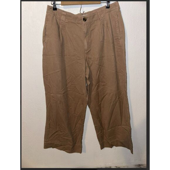 453 Women's Khaki Wide Leg Pants Casual High Rise Trousers with Pockets - Picture 1 of 4